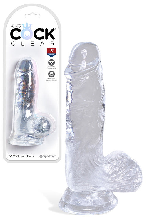 Pipedream King Cock Clear Realistic 5 Dildo with Balls & Suction Cup Base