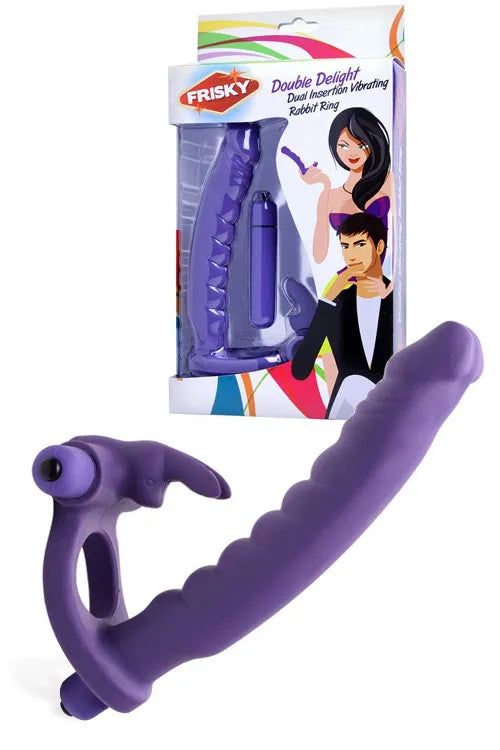 Frisky 6.5 Silicone Double Penetration Vibrating Rabbit Cock Ring