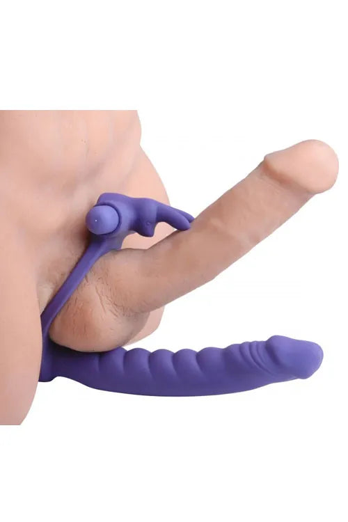 Frisky 6.5 Silicone Double Penetration Vibrating Rabbit Cock Ring