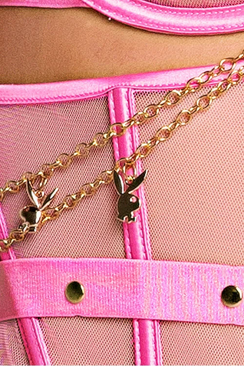 Playboy Lingerie Charm Waspie 3 Piece Bra, Waspie Corset & Thong Set