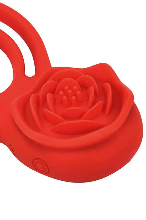 Adam and Eve Double Ring Vibrating Rose 2.25 Couples Ring