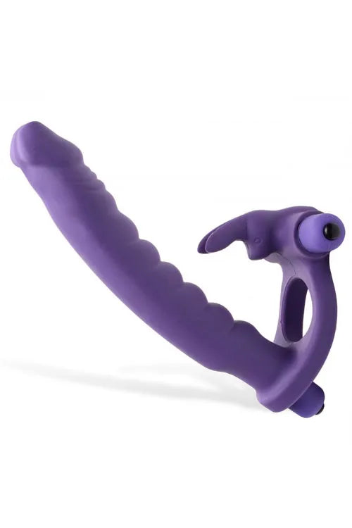 Frisky 6.5 Silicone Double Penetration Vibrating Rabbit Cock Ring