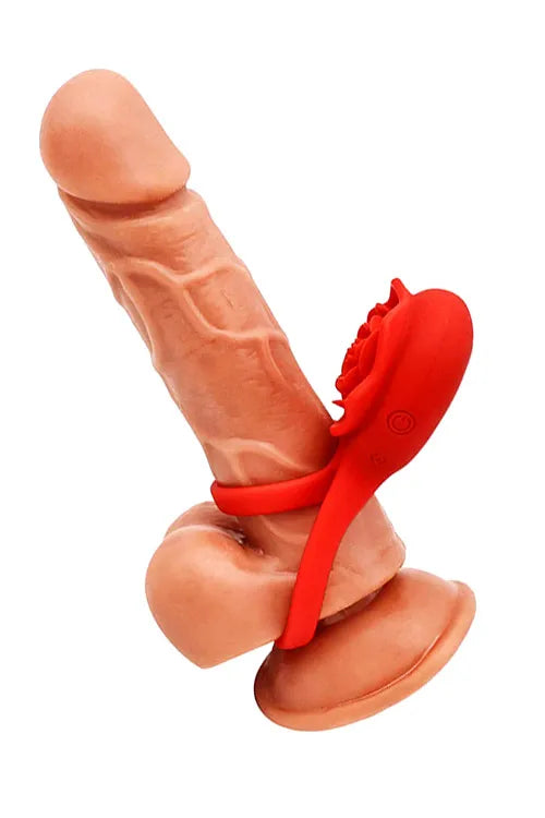 Adam and Eve Double Ring Vibrating Rose 2.25 Couples Ring